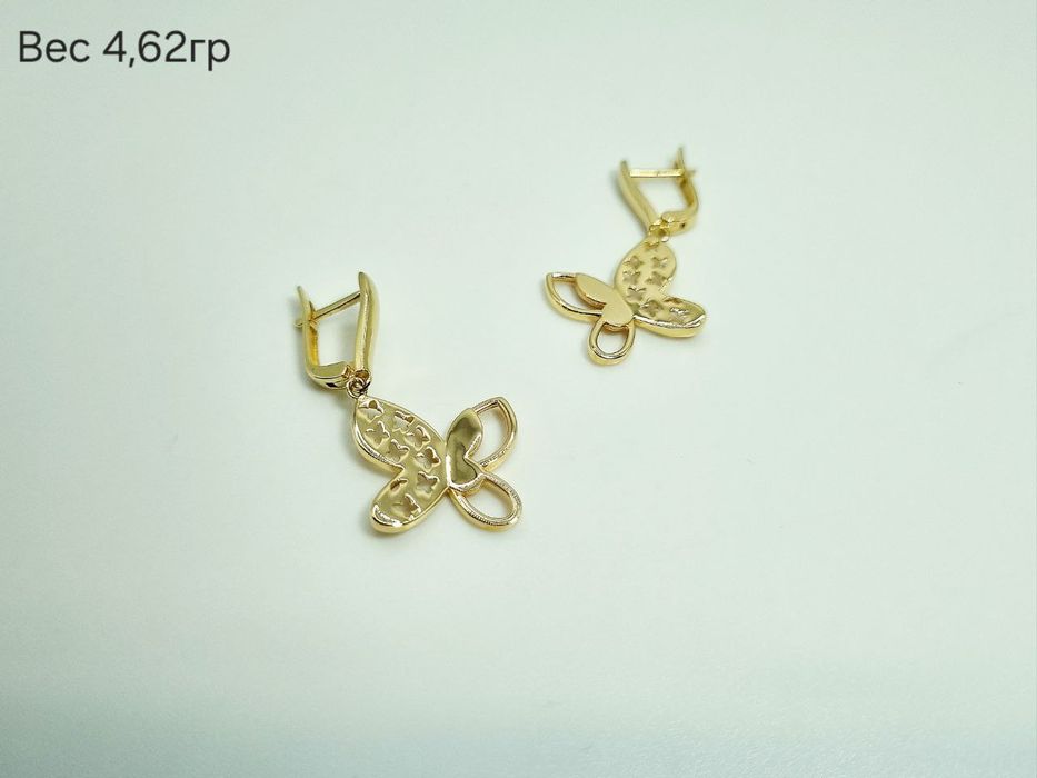 Золотые серьги Бабочки Италия