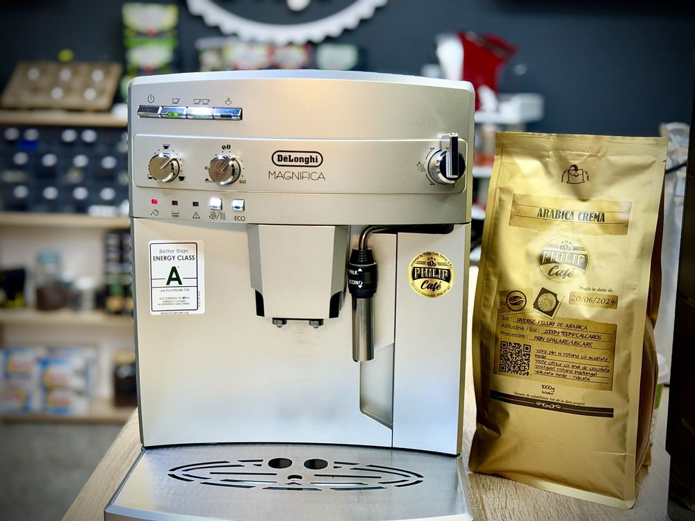 Espresor Delonghi paher cu cafea monorigine 1kg