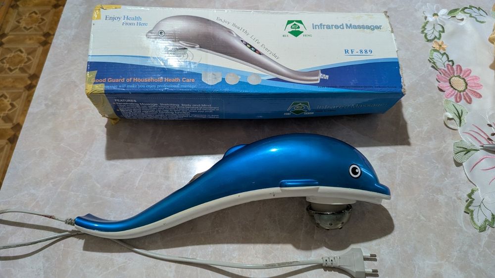Массажер RF-889 ручной вибрационный, инфракрасный прогрев 'Дельфин'