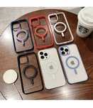 Iphone 14/15/16E PLUS PRO MAX Husa Magsafe Margine Colorata Spate Plex