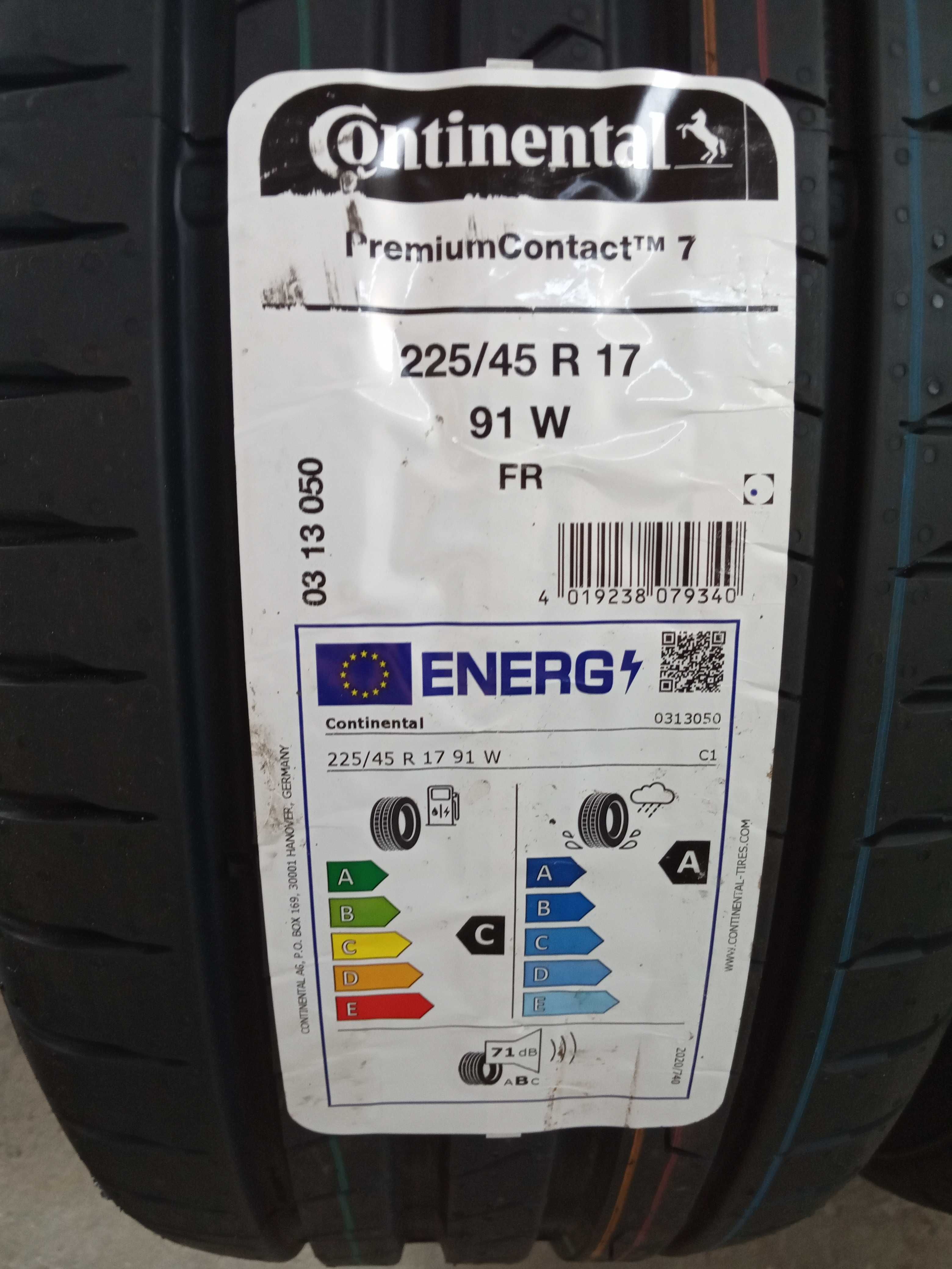 2 Нови летни гуми 225/45R17 Continental PremiumCont7 FR EV 91W DOT2025