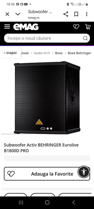 Subwoofer activ behringer b1800D pro