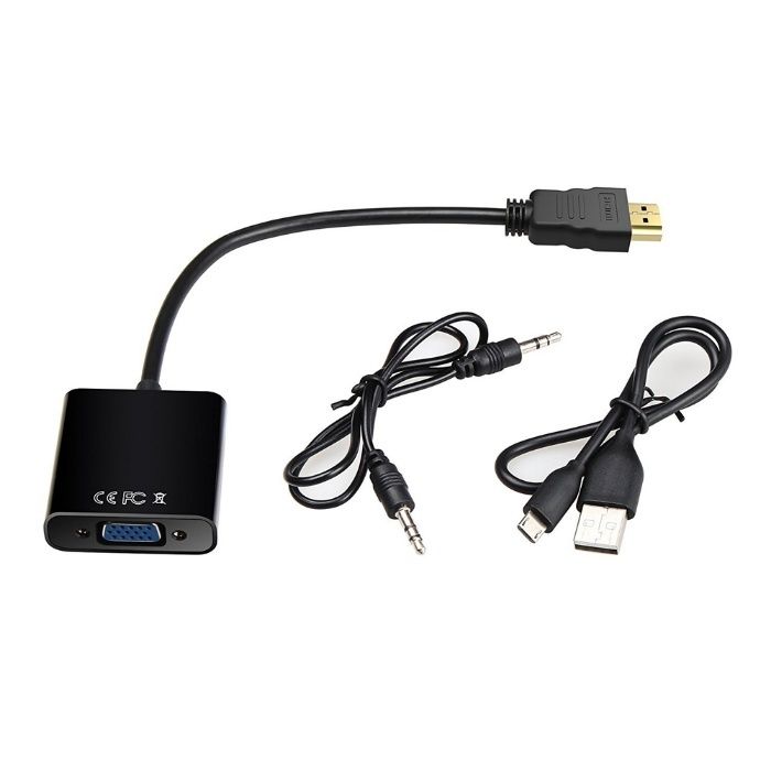 Adaptor convertor HDMI la VGA + cablu audio + alimentare PC XBOX PS4