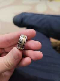Кольцо мужское серебро золото