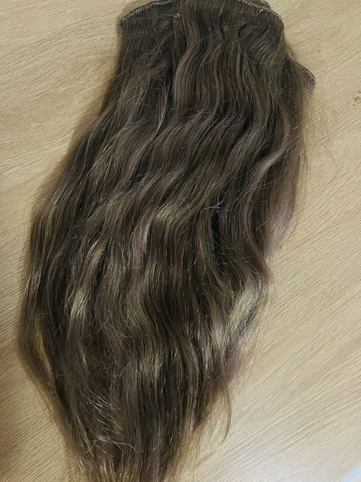 Extensii saten cenusi clip on