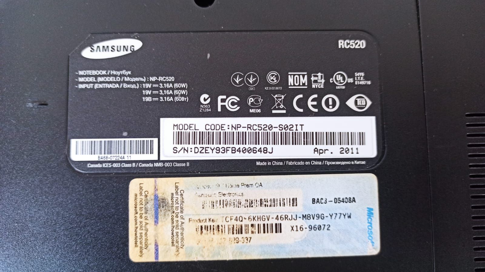 Dezmembrez piese laptop samsung np r519/rc520,hp530,nx 6325,AmiloD7830