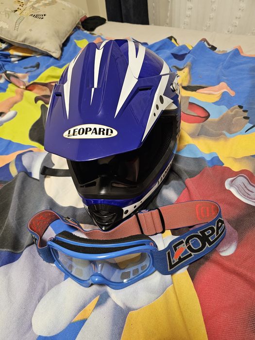 Casca Leopard enduro pentru bicicleta sau atv si ochelari pentru copii