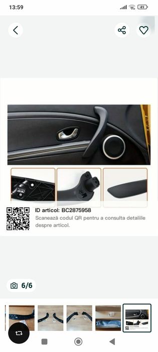 Maner interior portiera pentru Renault Megane3, Laguna, Fluence,