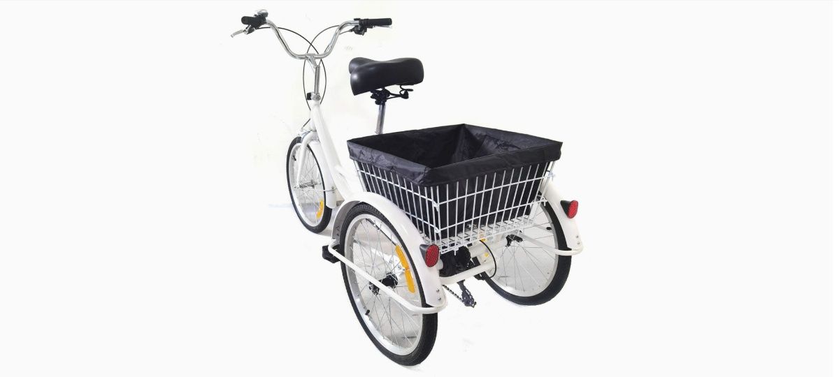 Нов 20 цола Триколка Велосипед с 2 спирачки, багажен кош 8 скорости