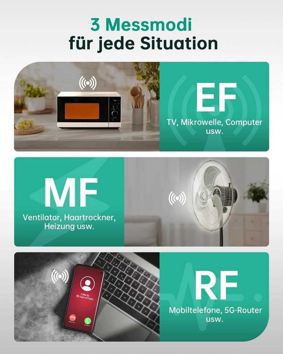 EMF Meter RT-100S, testare EF/MF/RF, câmp magnetic detector radiatii