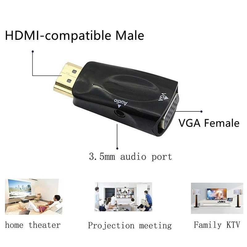 Адаптер HDMI към VGA, Full HD с аудио изход