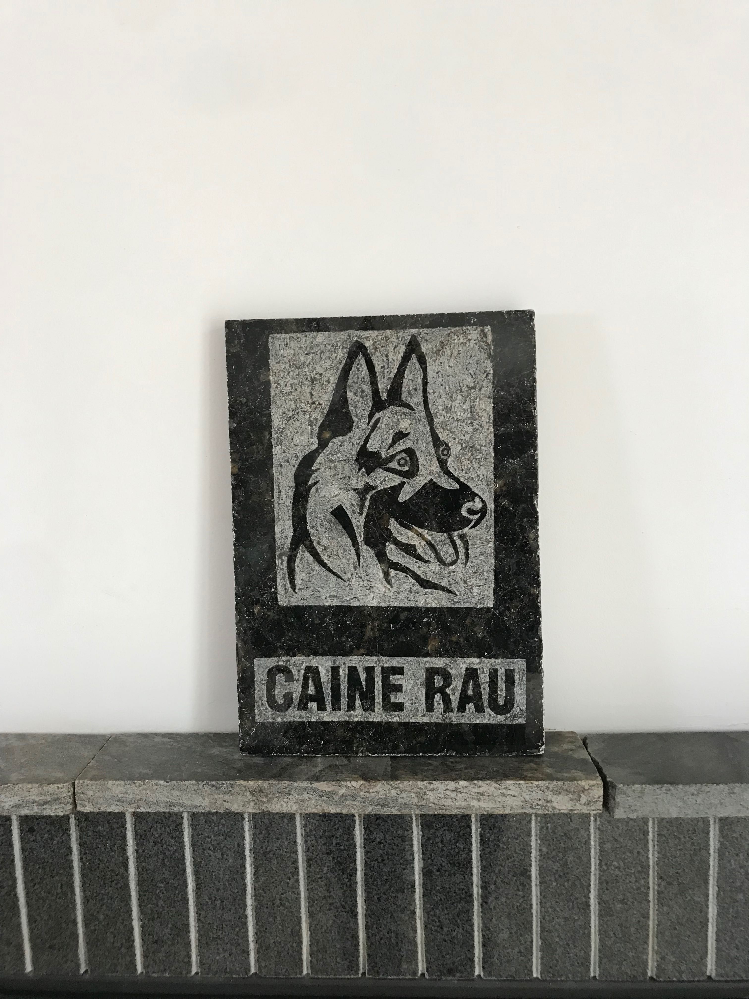 Semn de poarta “Câine Rău”din granit sau marmura