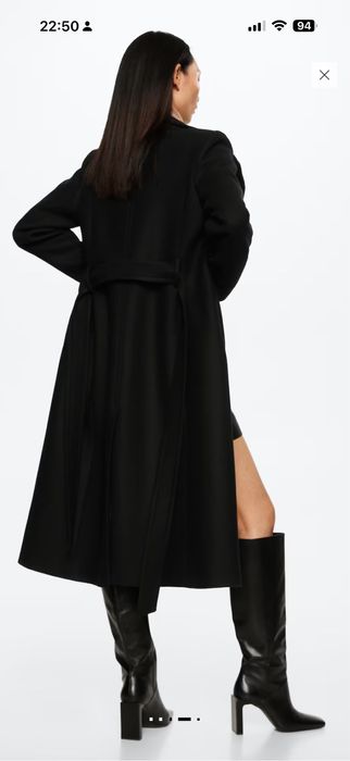 Дамско вълнено палто Mango в черно