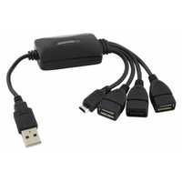 Hub USB 3 porturi USB 2.0 si 1 conector MicroUSB, negru