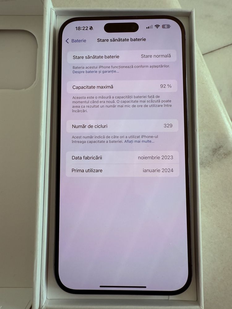 Iphone 15 Pro Max 256gb Black Titanium ca de NOU impecabil 92% baterie