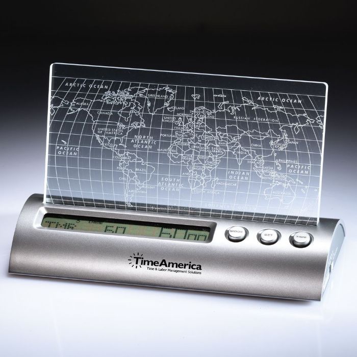 Ceas de birou - LCD world time clock , nou, in cutie , model deosebit