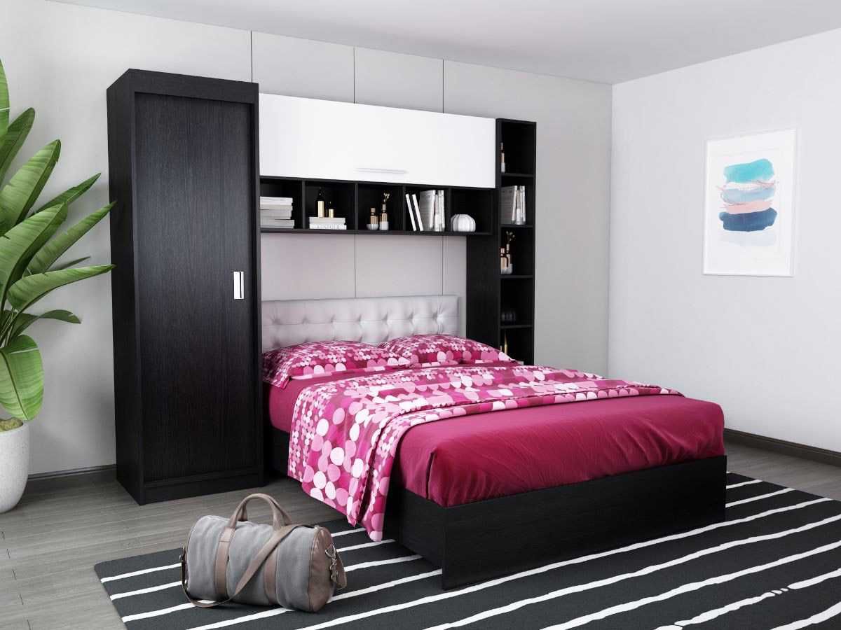 Set Dormitor Bingo 2.27m cu pat tapitat Alb incadrat