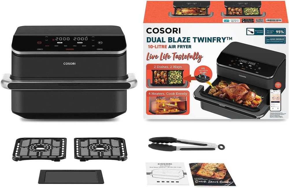 Фритюрник с Горещ Въздух Cosori Dual Blaze TwinFry CAF-TF101S,10л.НОВО