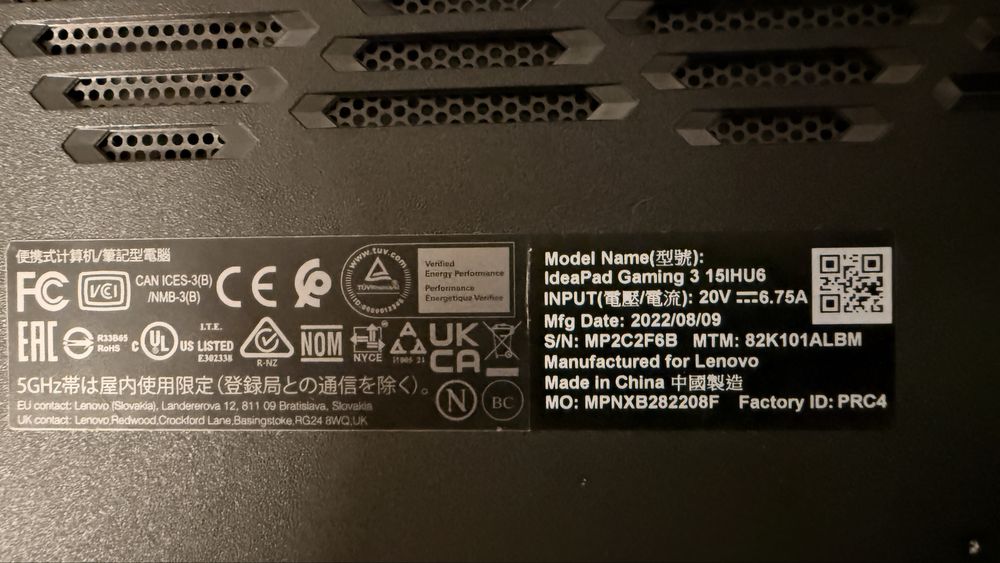 Лаптоп lenovo Ideapad 3 gaming 32Gb ram