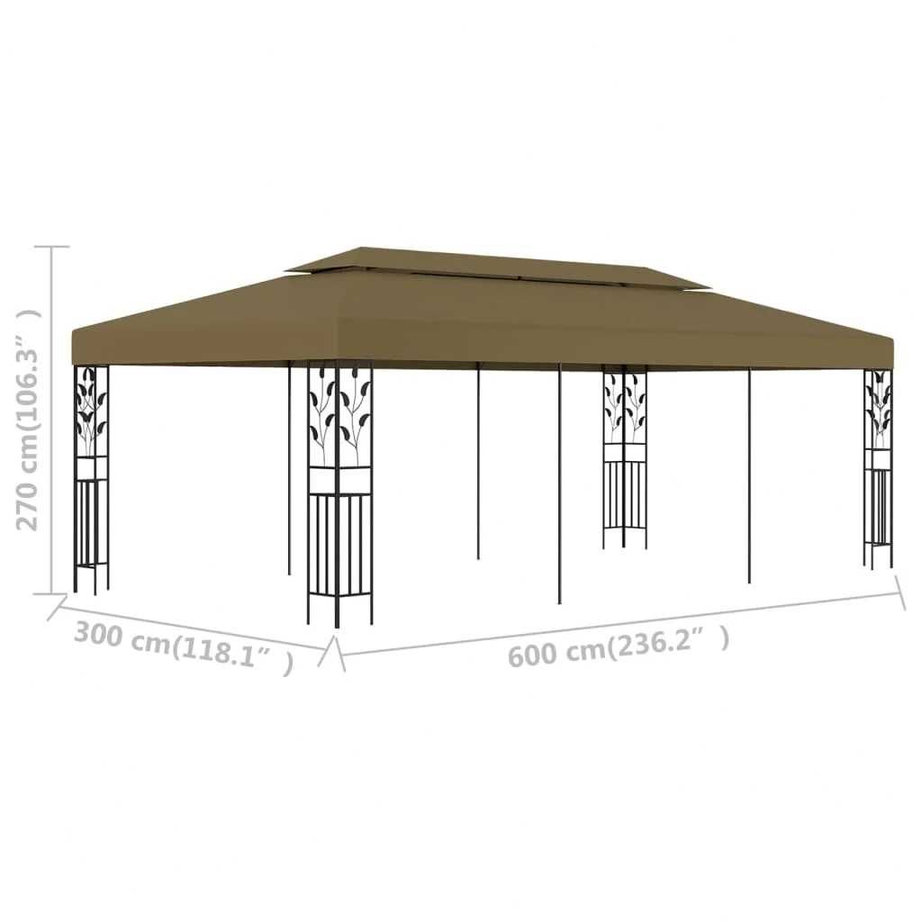 Pavilion/Foisor/Cort pentru gradina/terasa, 3×6 m culoare Taupe OFERTA