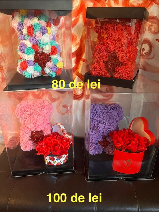 Ursulet lampa led sau trandafiri diamante cutie transparenta rama foto