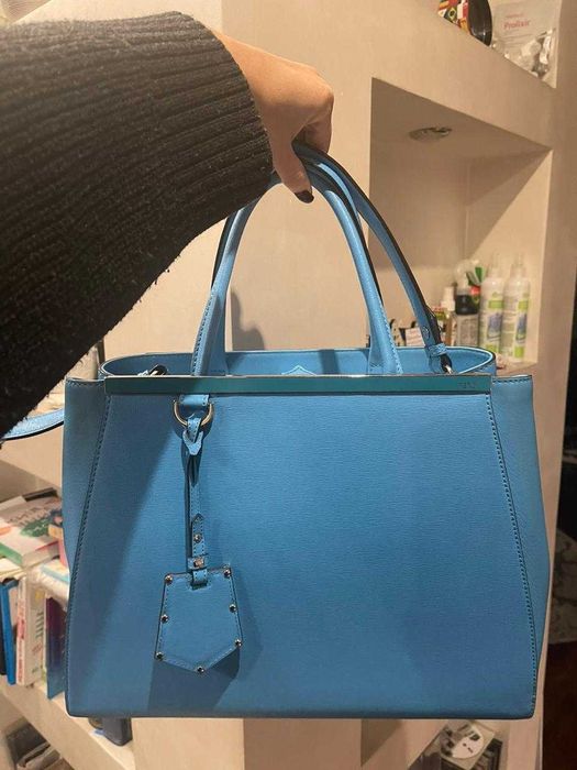 Сумка Fendi Mini 2jours Tote Bag голубого цвета (оригинал)