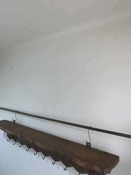 Cuier din lemn masiv cu 10 agatatorii din bronz