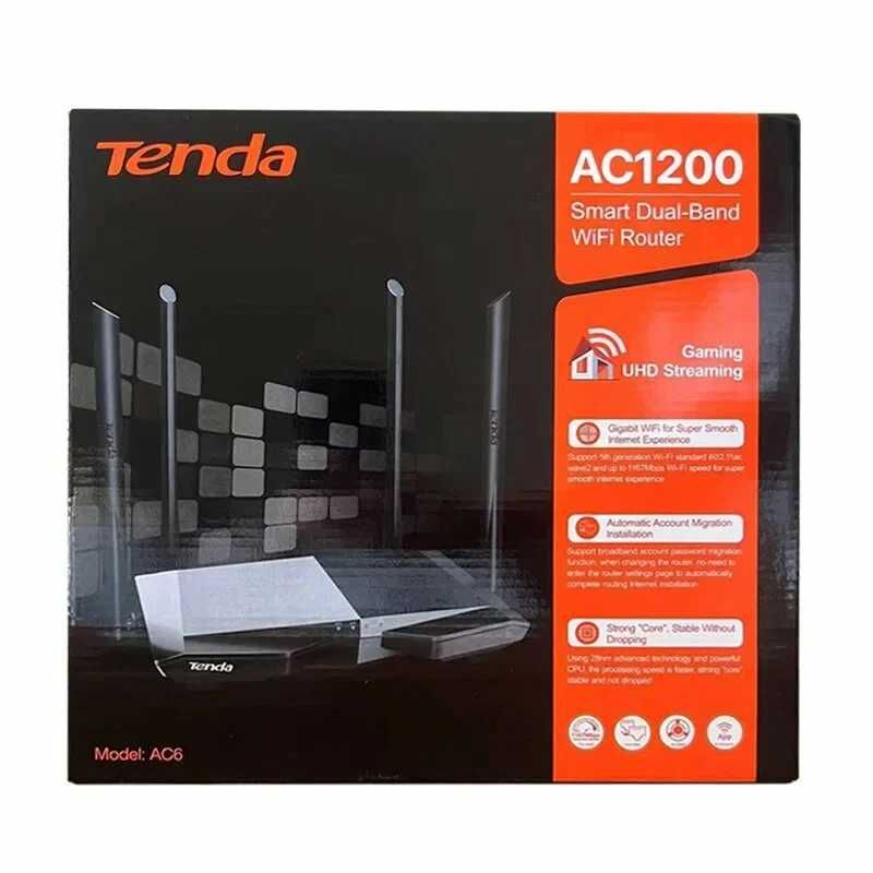 Tenda AC6 Wi‑Fi router, Dual‑Band 1167 Mbit/s, 4 antennali Beamforming