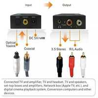 Аудио переходник Оптика (Toslink) на RCA (колокольчики). Алматы.