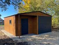 Garaj din tablă 5x6 m + nișă în culoare stejar auriu