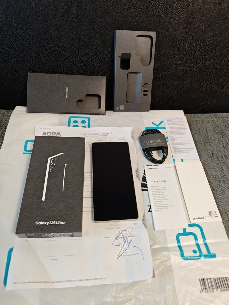 КАТО НОВ 512GB Samsung S25 Ultra Зора Гаранция 2027г Titanium Black