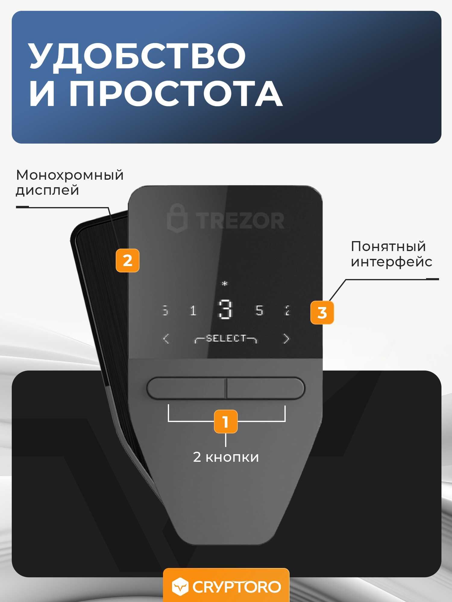 Аппаратный холодный криптокошелек Trezor Safe 3