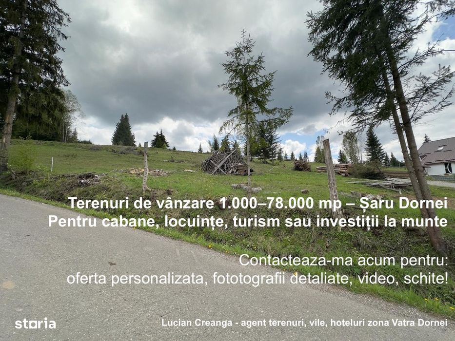 Terenuri de vânzare 1.000–78.000 mp – Șaru Dornei