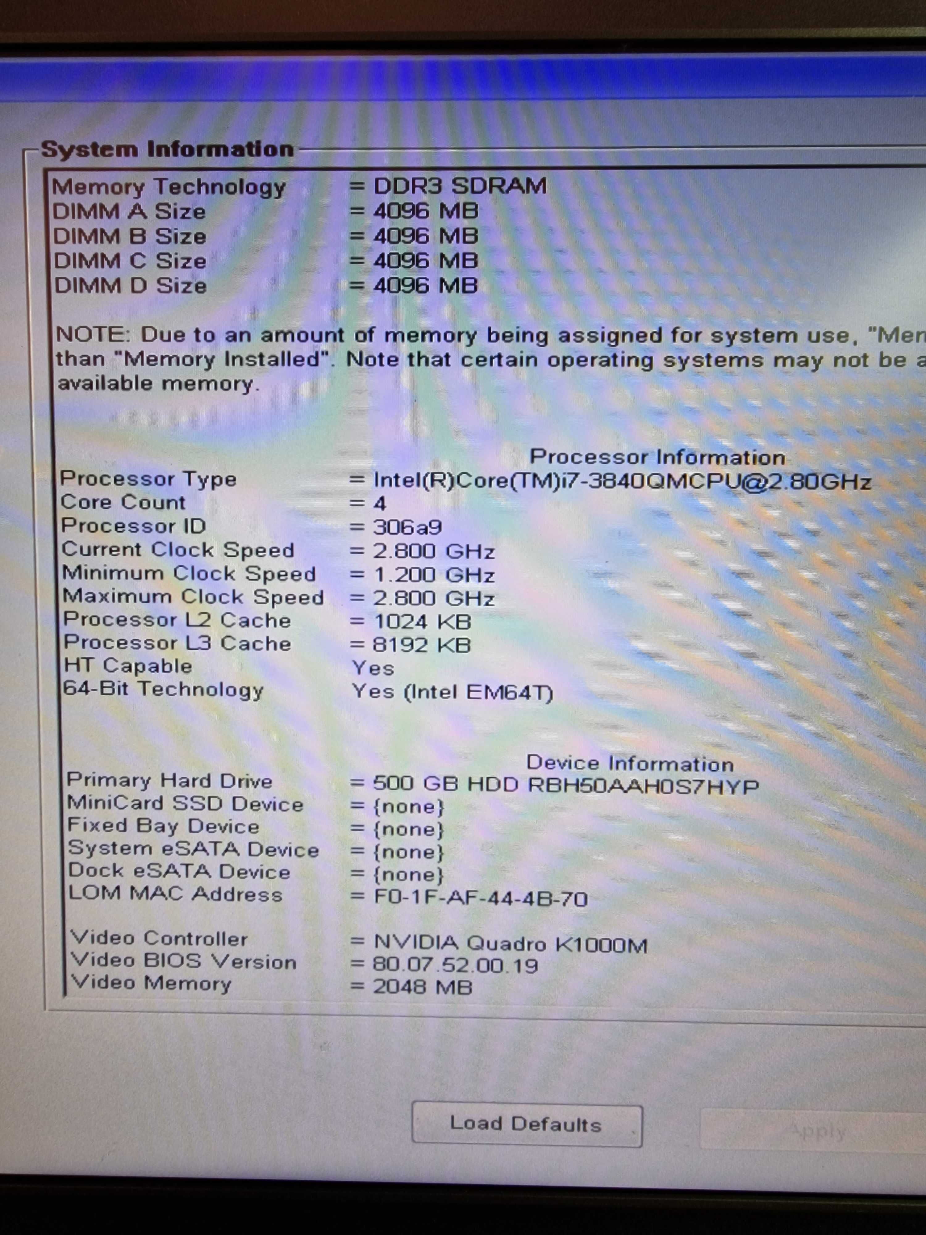 Laptop Dell Precision M4700 / i7 3840QM / 16GB Ram / nVidia Quadro