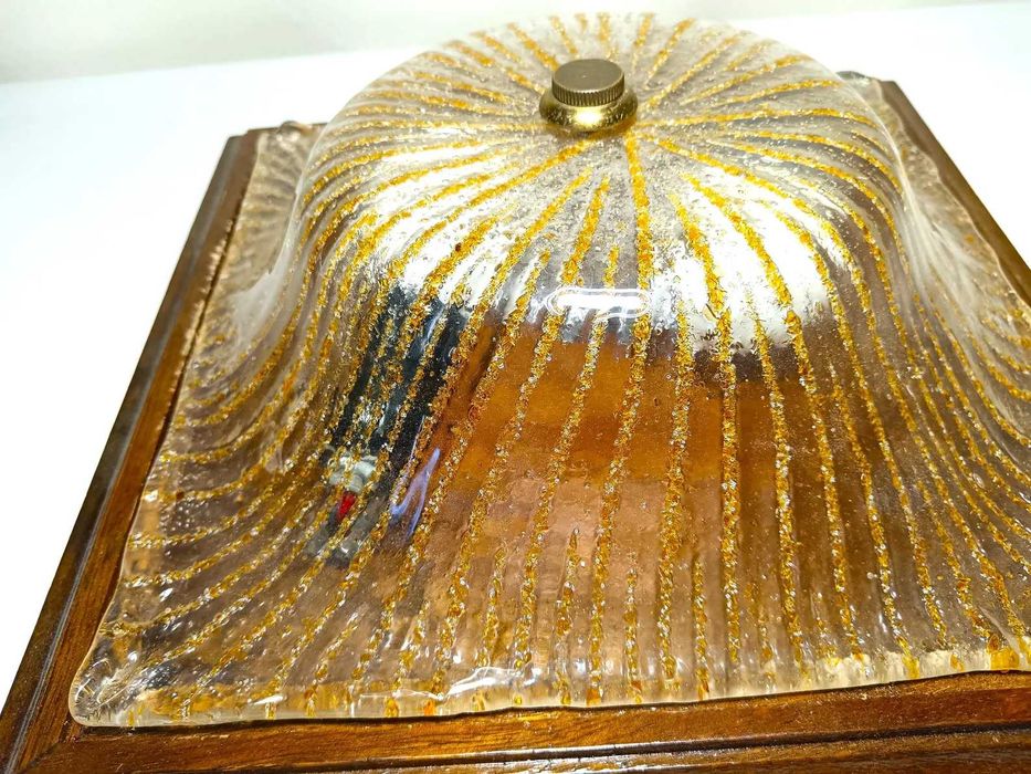 Plafoniera Art Deco, Mid Century, Barovier i Toso, lemn, vintage