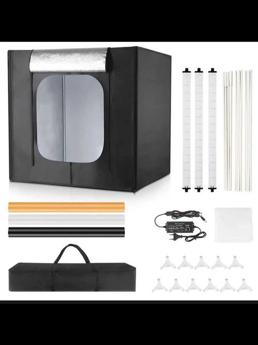 Фотобокс (LITEBOX) для предметной съемки с подсветкой и фонами 80х80