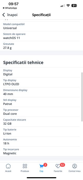 Apple Watch SE (2024) S/M, 40mm, Starlight