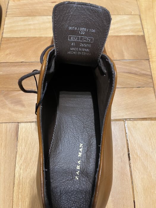 Pantofi Zara Man piele naturala cognac