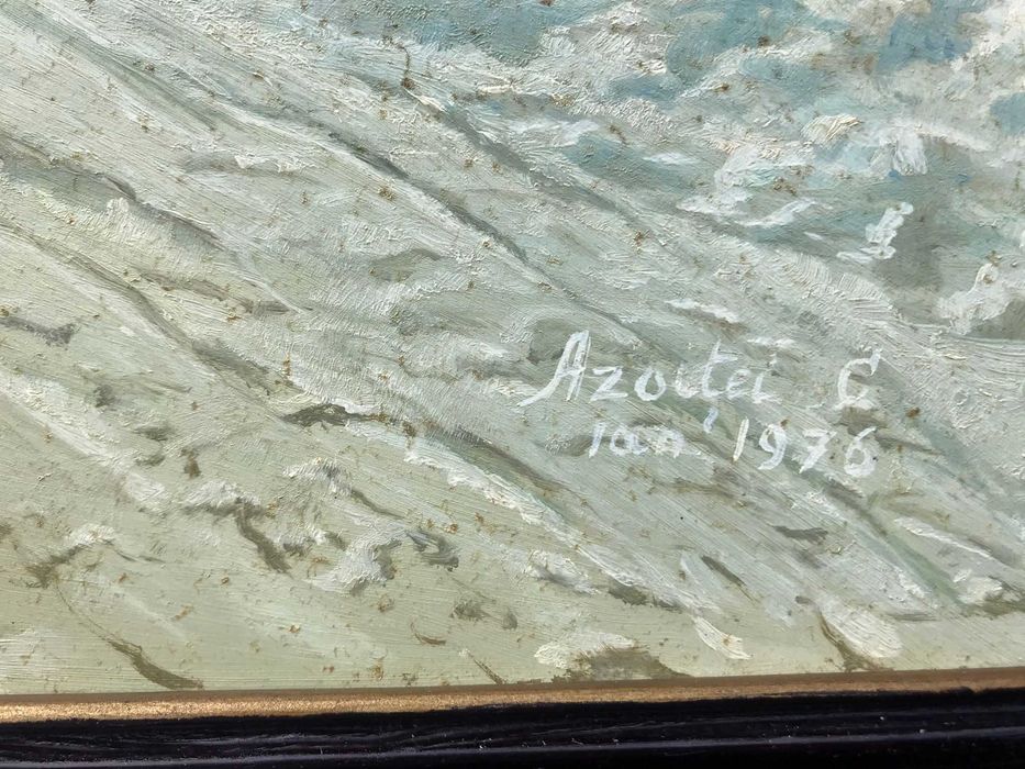 Tablou vechi peisaj iarna - pictura ulei