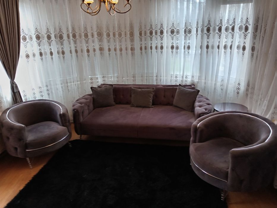 диванен комплект в тъмно сив цвят