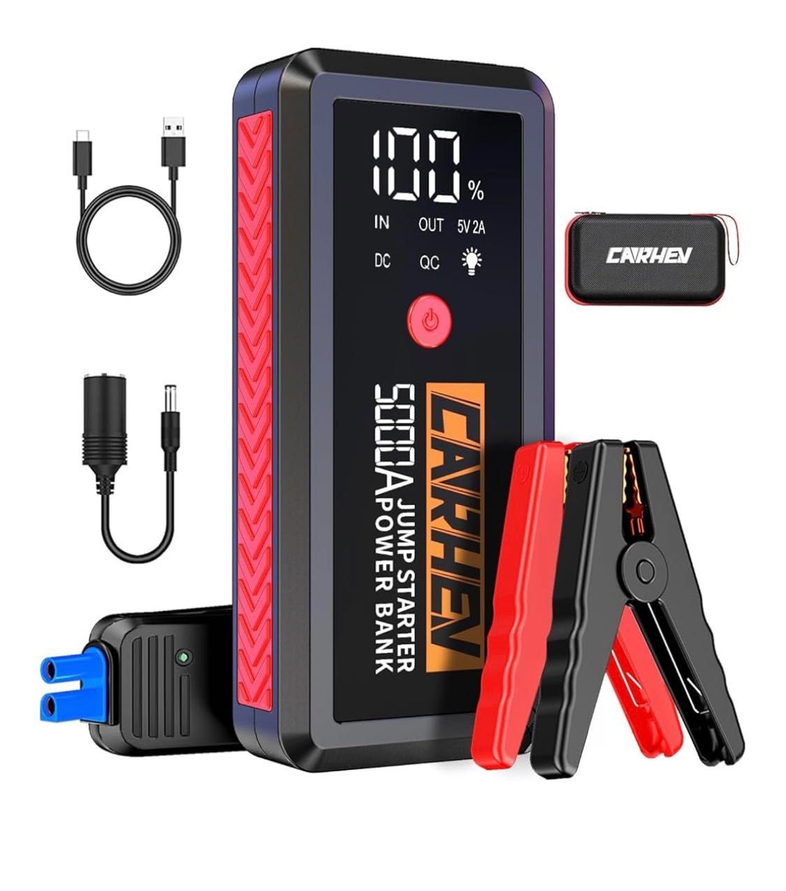 CARHEV 5000A Jump Starter Power Pack, Car Battery Booster Jump Starter