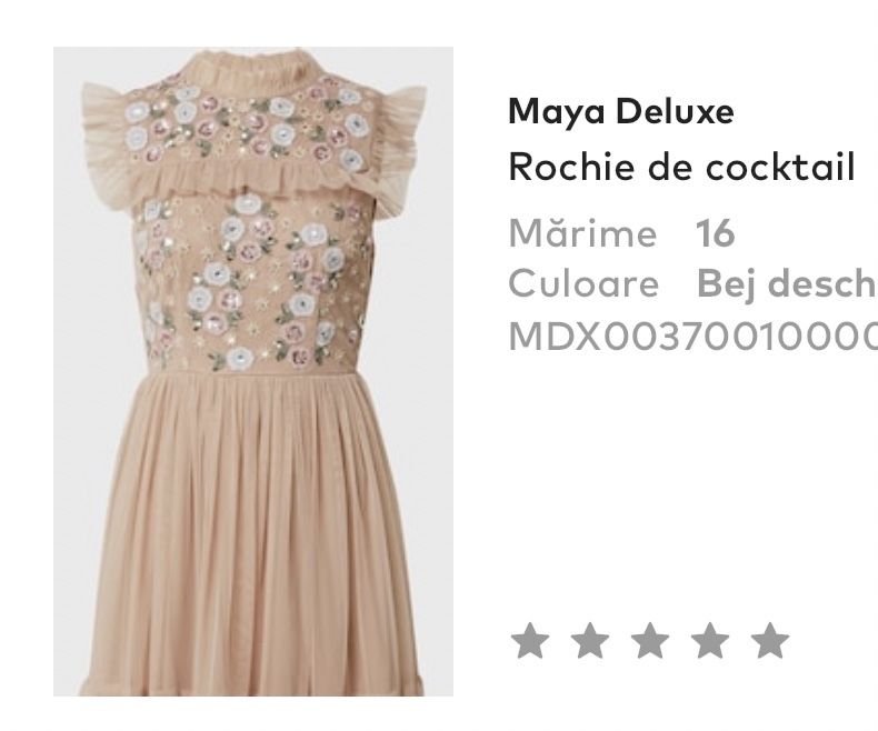 Rochie eleganta Maya Deluxe,cu broderie si paiete cusute manual