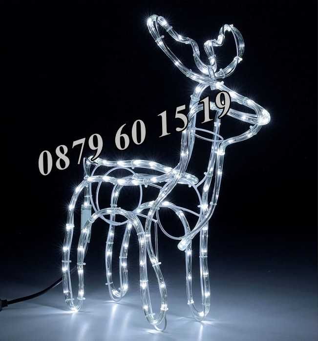 Коледен светещ елен, коледна украса, синя светлина