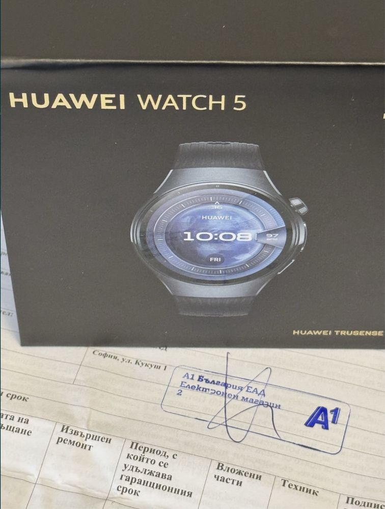 КАТО НОВ 46mm Huawei Watch 5 Гаранция A1 до 2027 г. Black