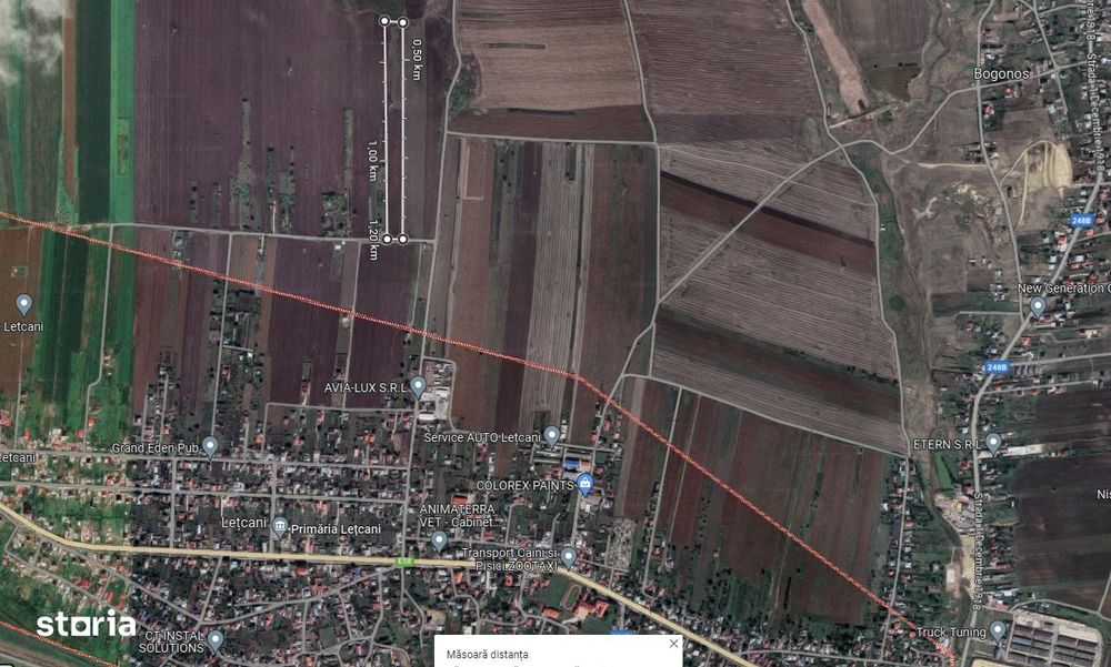 Teren 2,8 ha Letcani compact,bun ptr.hala sau case,utilitati,variante