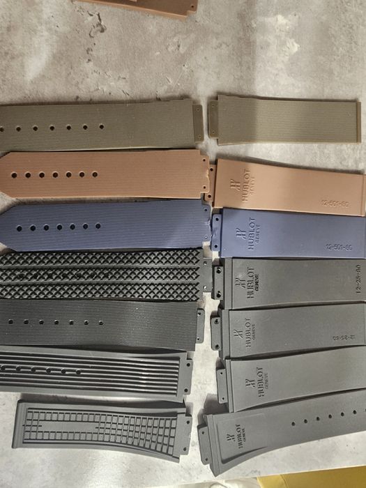 Curea Silicon Hublot maro negru piele striat