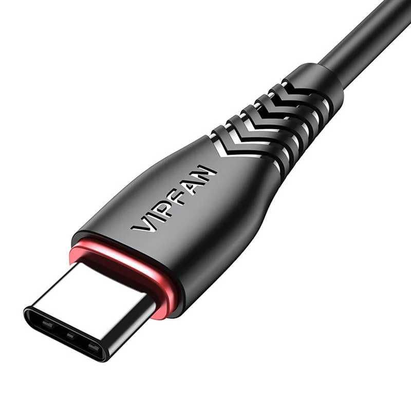 3в1 кабел Vipfan X01, USB-C / Lightning /Micro, 3.5A, 1.2m, USB, черен