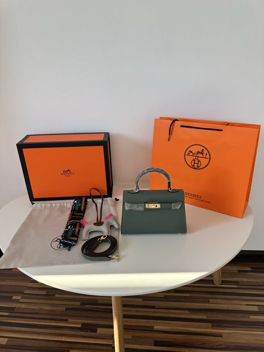 Geanta Hermes Kelly 19cm Green