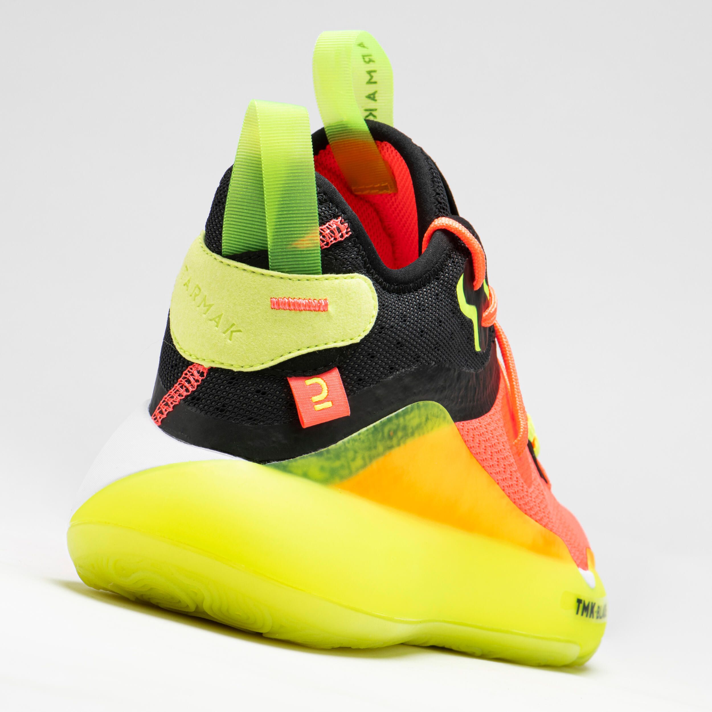 Ghete Mid Baschet Se500 Roz-Galben - produs resigilat (nou) Decathlon