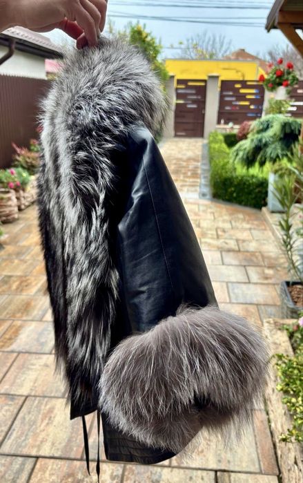 Geaca dama din piele si blana naturala